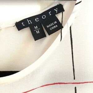 NEW Theory Women's Ivory 'Yarine' Tile Print Silk‎ Blouse size M